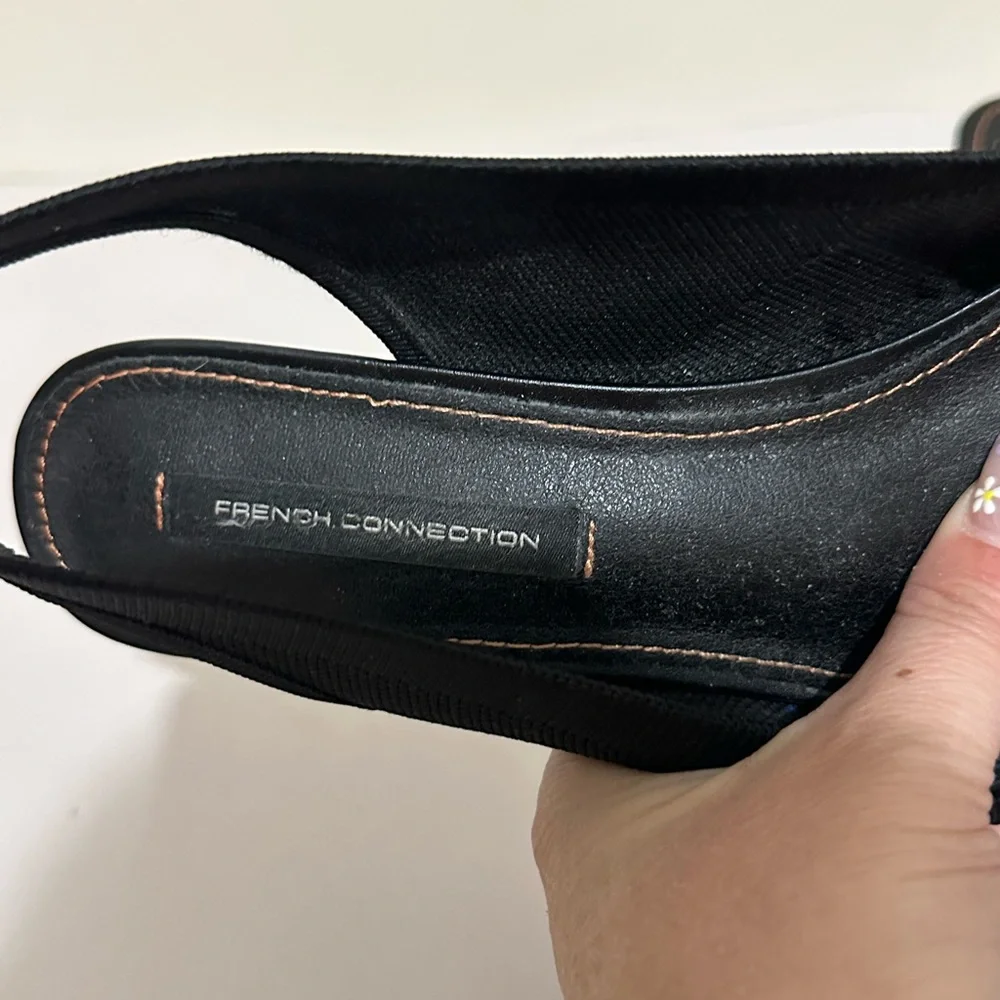 French Connection Size 10 Black Viva Slingback Heels Office Career